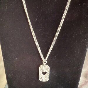 Lois Hill Sterling Silver Heart Pendant Necklace Double Chain